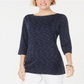 Karen Scott Women's Boat Neck Space Dyed Top Blue Size X-Small