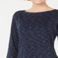 Karen Scott Women's Boat Neck Space Dyed Top Blue Size X-Small