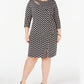 INC International Concepts Women's Geo Print Cutout Nec Zig Zag Print Dress Black Size 2X
