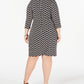 INC International Concepts Women's Geo Print Cutout Nec Zig Zag Print Dress Black Size 2X