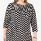 INC International Concepts Women's Geo Print Cutout Nec Zig Zag Print Dress Black Size 2X