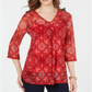 Charter Club Women's Printed Tunic Camisole Top Red Size X-Small
