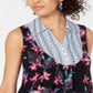 Style & Co Women's Hibiscus Mixed Media Top Size Medium