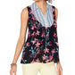 Style & Co Women's Hibiscus Mixed Media Top Size Medium