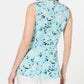Charter Club Women's Printed Sleeveless V Neck Tunic Top Blue Size Medium