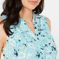 Charter Club Women's Printed Sleeveless V Neck Tunic Top Blue Size Medium