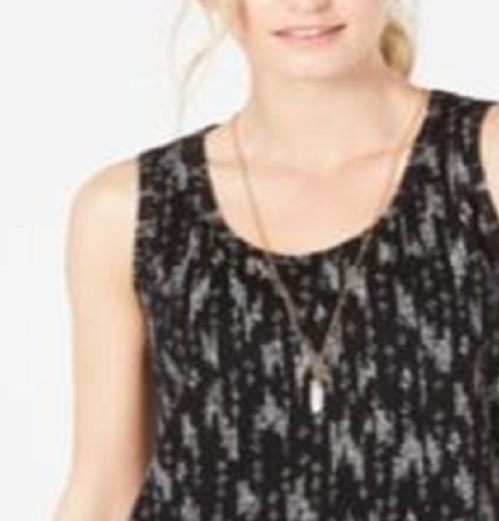 Style & Co Women's Printed Tank Top Black Size Petite