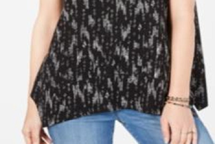 Style & Co Women's Printed Tank Top Black Size Petite
