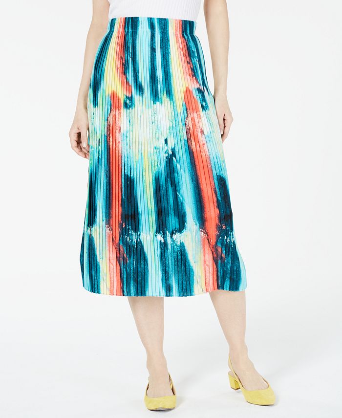 Alfani Women's Knife Pleat MIDI Skirt Blue Size Small