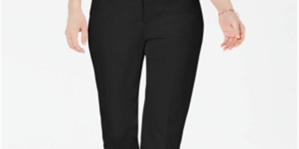 Alfani Women's Cropped Lace Inset Pants Black Size 10 Petite