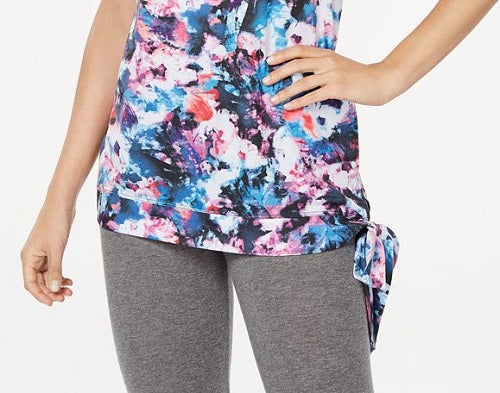 Ideology Women's Side Tie Dye Sleeveless Scoop Neck Tank Top Blue Size X-Small