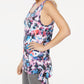 Ideology Women's Tie Dye Side Tie Tank Top White Size XX-Large