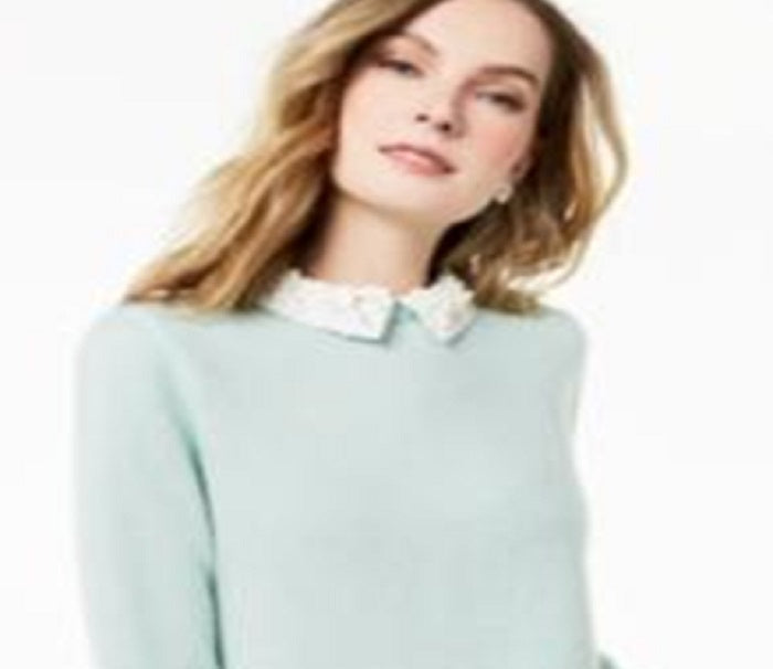 Charter Club Women's Layered Look Cashmere Sweater Blue Size Medium