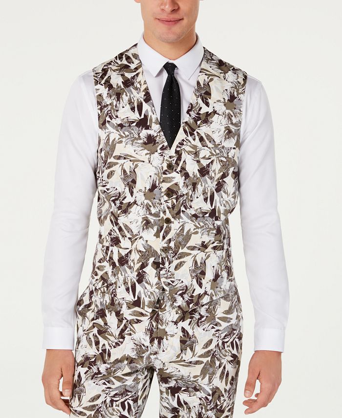 INC International Concepts Men's Slim Fit Botanical Suit Vest Brown Size X-Small