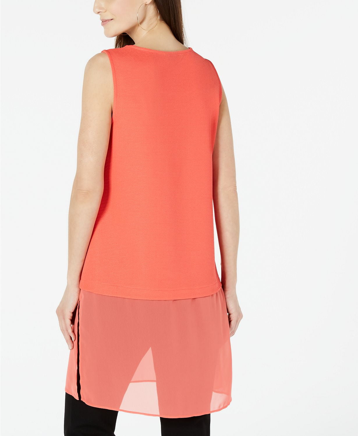 Alfani Women's Coral Layered-look Sleeveless Scoop Neck Party Tunic Top Pink Size Petite Medium