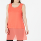 Alfani Women's Coral Layered-look Sleeveless Scoop Neck Party Tunic Top Pink Size Petite Medium