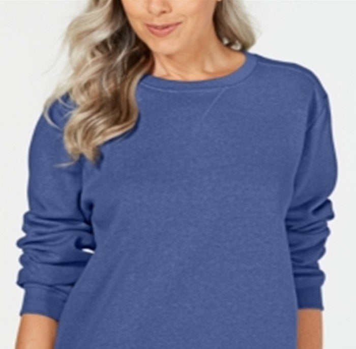 Karen Scott Women's Long Sleeve Crew Neck Sweater Blue Size Petite Small