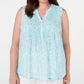 Charter Club Women's Plus Pleated Shell Blouse Blue Size 1X