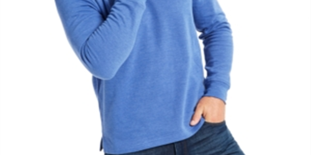 Club Room Men's Quarter Zip French Rib Pullover Sweater Blue Size Medium