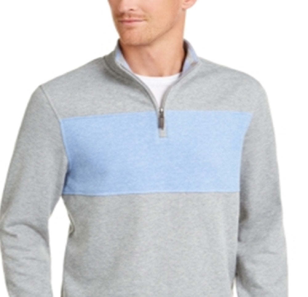 Club Room Men's Quarter Zip French Rib Pullover Gray Size X-Large