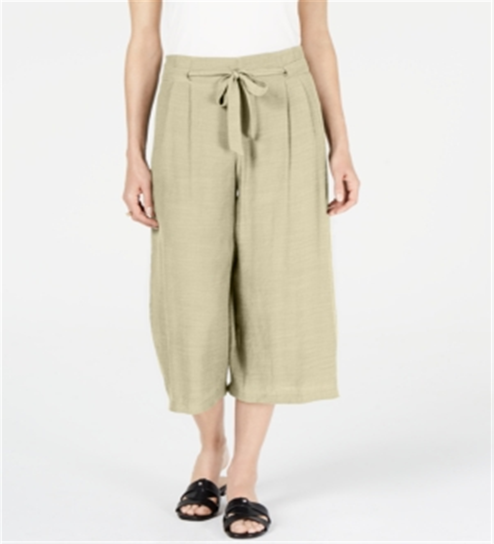 JM Collection Women's Tie Front Textured Capri Pants Brown Size Petite Medium