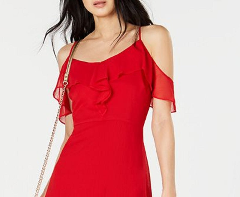 INC International Concepts Women's Short Sleeve Below the Knee Hi Lo Party Dress Red Size 6