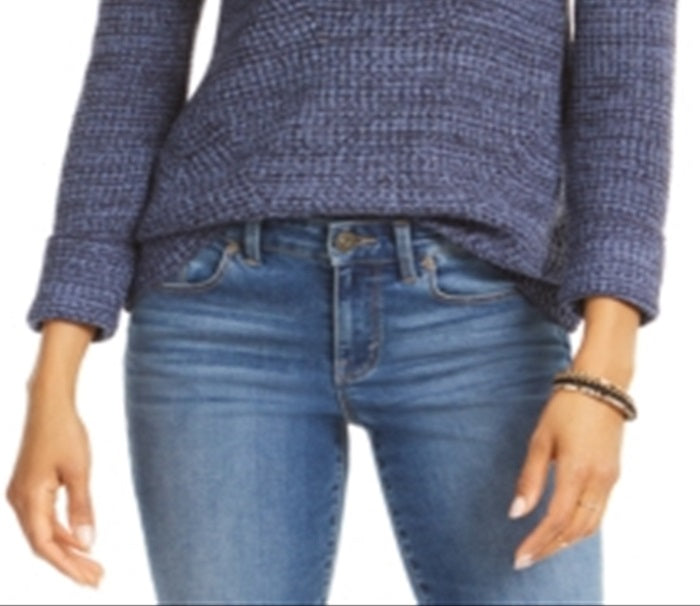 Style & Co Women's Crewneck Marled Sweater Blue Size Medium