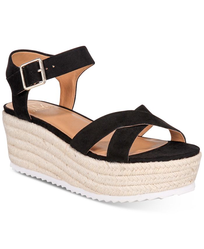 Material Girl Women's Brinny Faux Suede Ankle Strap Sandals Black Size 10 M