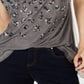 INC International Concepts Women's Sequined Animal Print Pullover Top Gray Size Small