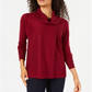 JM Collection Women's Faux Wrap Cowl Neck Sweater Red Size Large