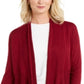 JM Collection Women's Mixed Ribbed Flyaway Cardigan Red Size Petite Medium