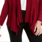 JM Collection Women's Mixed Ribbed Flyaway Cardigan Red Size Petite Medium