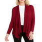 JM Collection Women's Mixed Ribbed Flyaway Cardigan Red Size Petite Medium