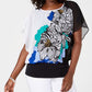 JM Collection Women's Printed Flutter Sleeve Top Black Size Petite
