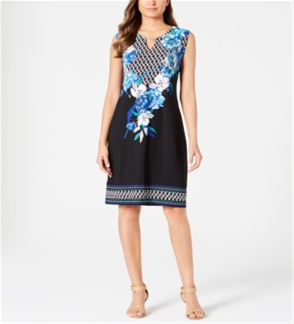 JM Collection Women's Keyhole Sheath Dress Black Size Medium