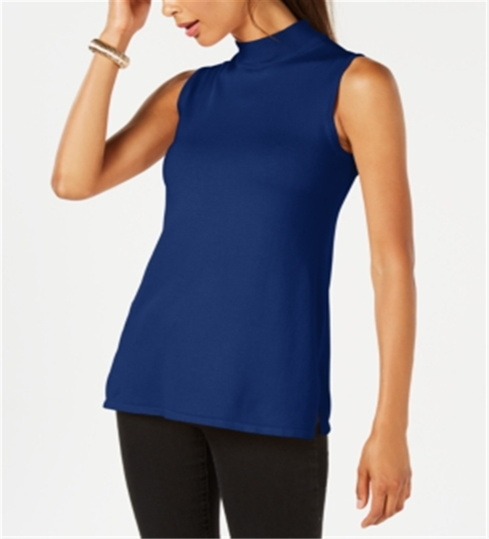 JM Collection Women's Sleeveless Mock Turtleneck Sweater Blue Size XX-Large