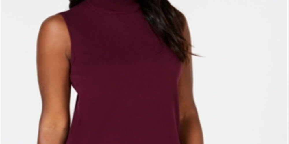 JM Collection Women's Sleeveless Mock Turtleneck Sweater Purple Size Large