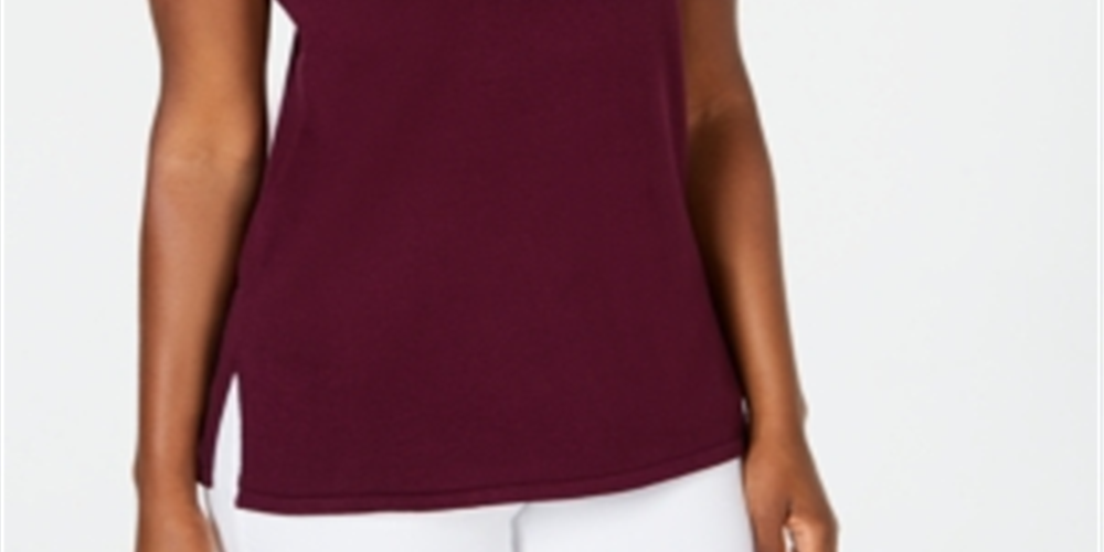 JM Collection Women's Sleeveless Mock Turtleneck Sweater Purple Size Large