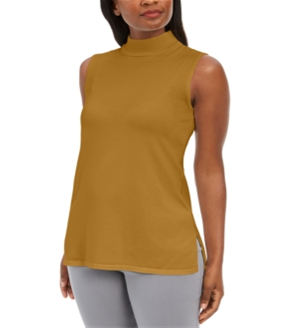 JM Collection Women's Sleeveless Mock Turtleneck Sweater Dark Yellow Size XX-Large