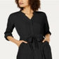 Alfani Women's 3/4 Sleeve Belted Shirtdress Black Size 12 Petite