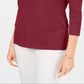 Karen Scott Women's Cotton V Neck Button Trim Top Red Size Small