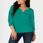 Karen Scott Women's Cotton Henley Top Blue Size XX-Large