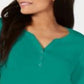 Karen Scott Women's Cotton Henley Top Blue Size XX-Large