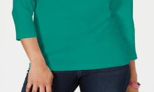 Karen Scott Women's Cotton Henley Top Blue Size XX-Large