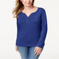 Karen Scott Women's Cotton Henley Top Blue Size Large