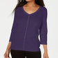 Karen Scott Women's Purple V Neck Studded Top