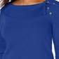 Karen Scott Women's Cotton Shawl Collar Button Top Blue Size Large