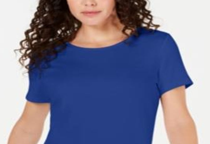 Karen Scott Women's Solid T-Shirt Blue Size X-Large