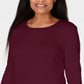 Karen Scott Women's Satin Trim Scoop Neck Top Red Size X-Large