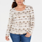 Karen Scott Women's Watercolor Scoop Neck Top Brown Size XX-Large